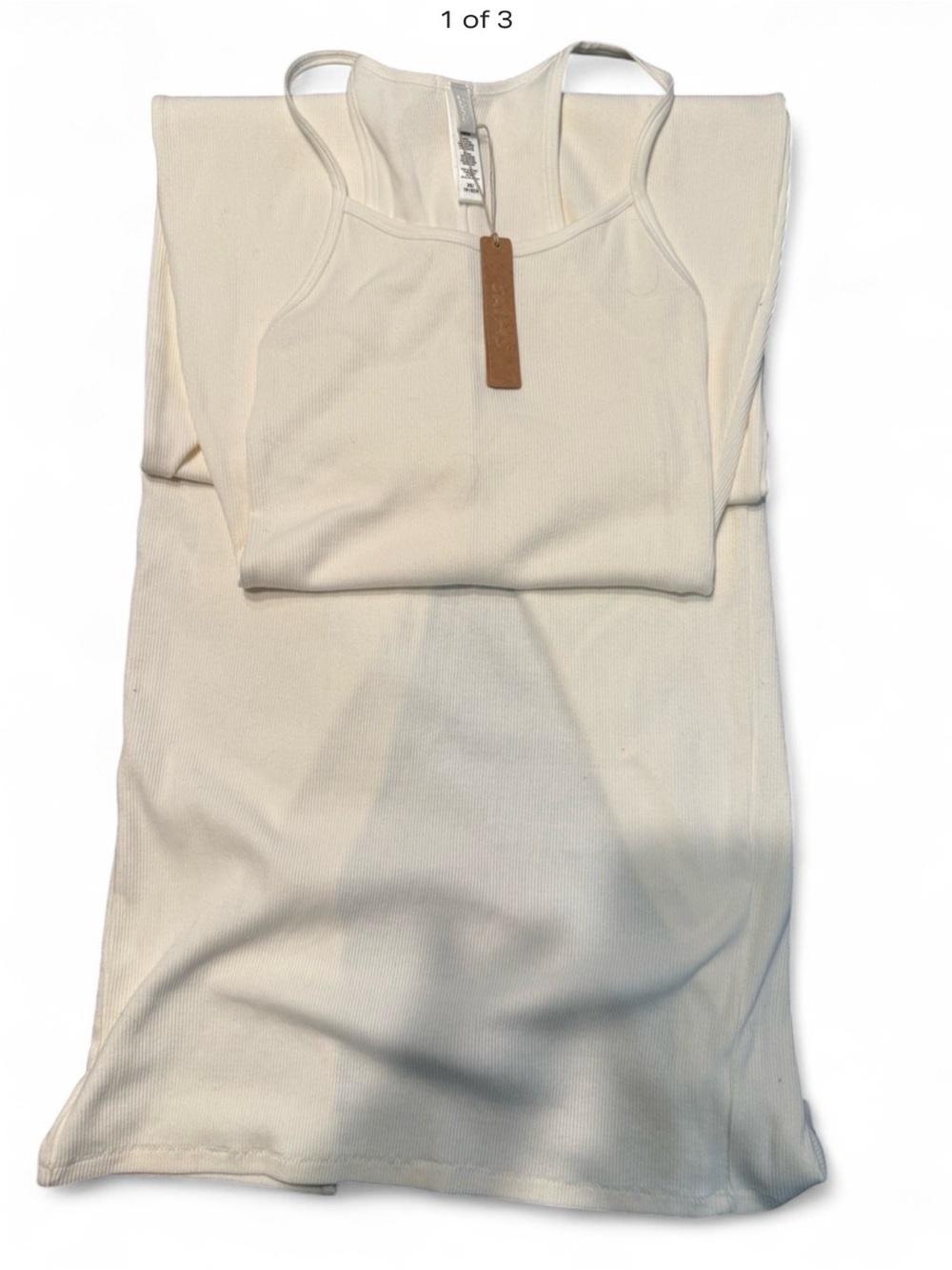 SKIMS Cream Ribbed Tank Top